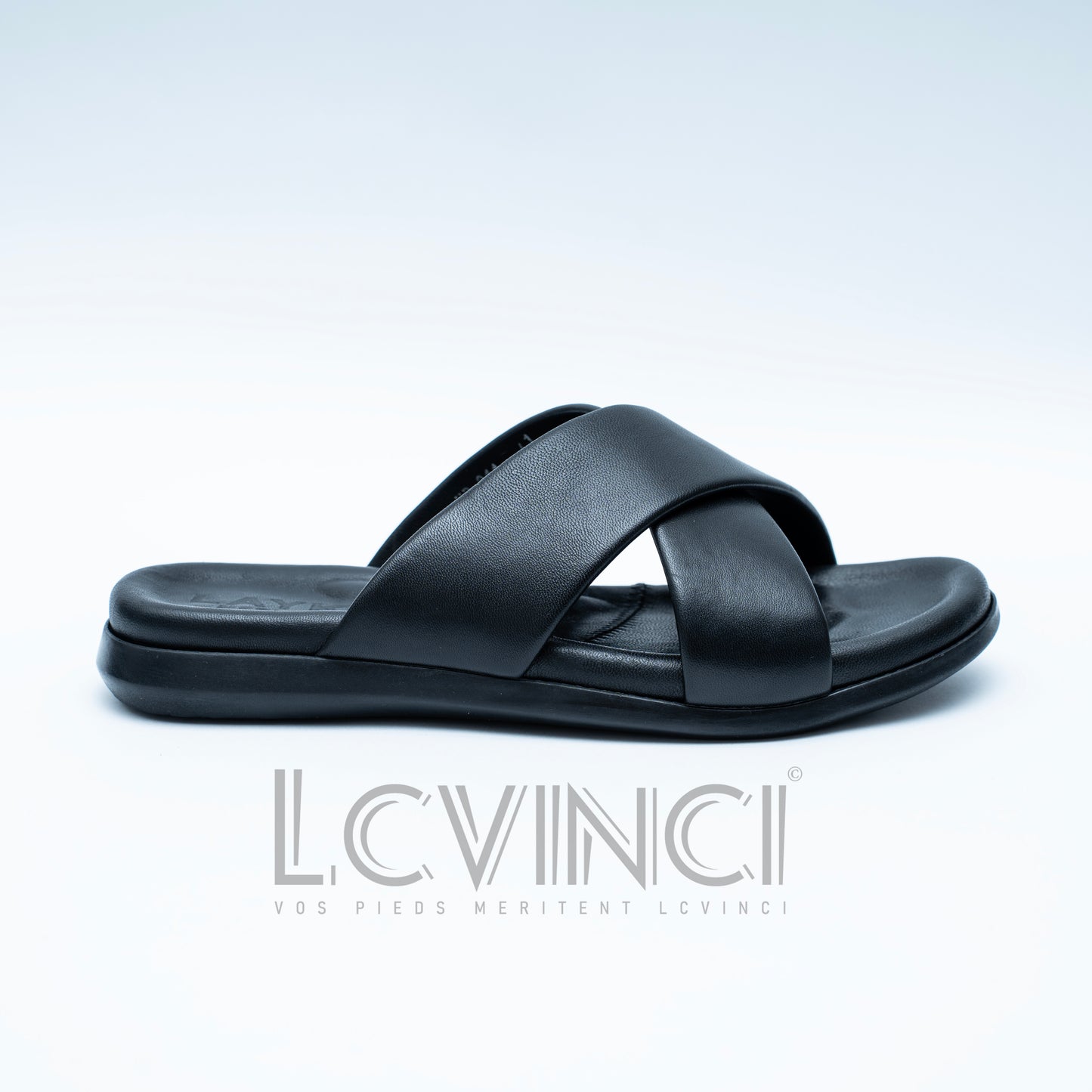 LCVINCI Croisé – Mule Homme en Cuir Tressé Noir
