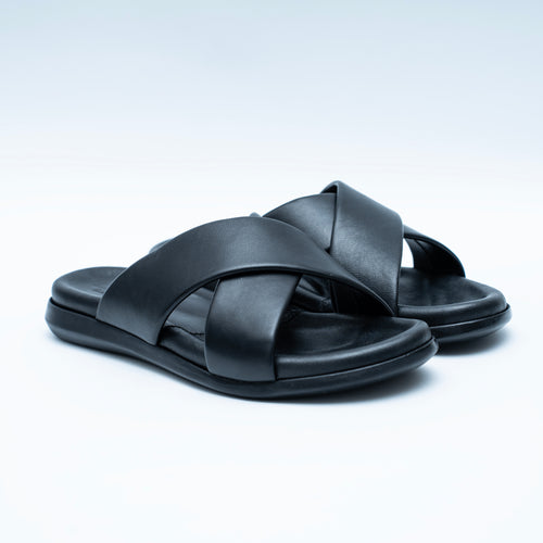 LCVINCI Croisé – Mule Homme en Cuir Tressé Noir