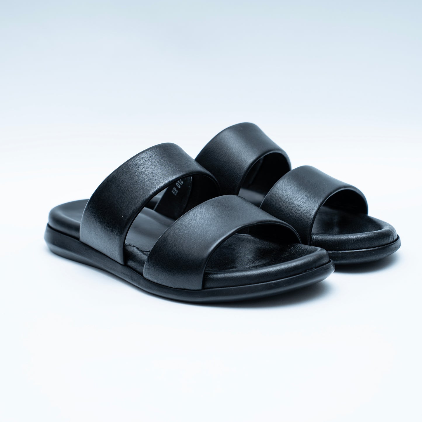 LCVINCI Double – Mule Homme en Cuir Noir à Double Bride