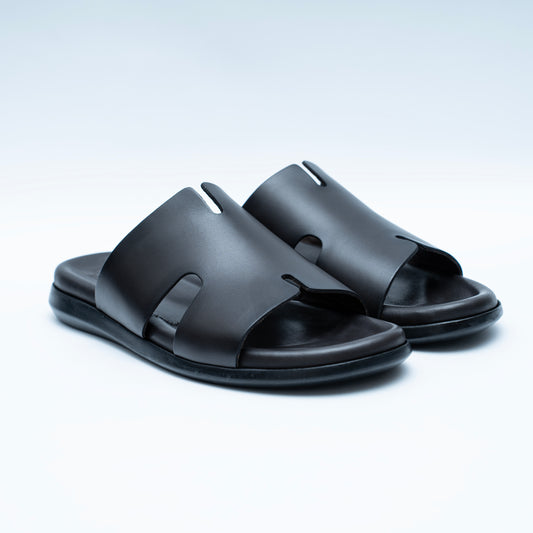 LCVINCI Atlas Marron – Mule Homme en Cuir Découpe Signature
