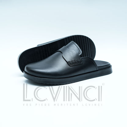Sabot en Cuir Noir – Esprit Hermès (LC2)