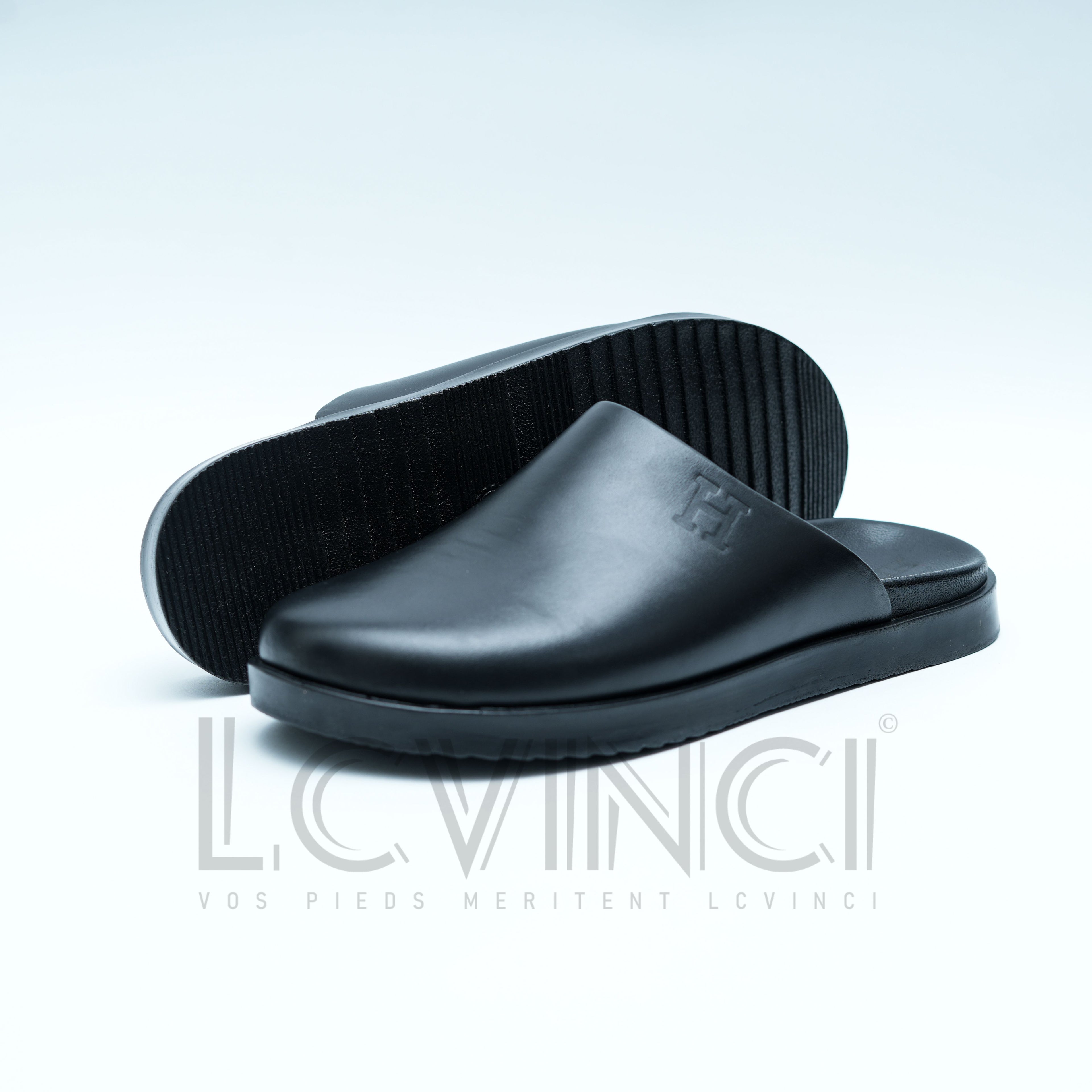 Sabot en Cuir Noir – Esprit Hermès (LC3)