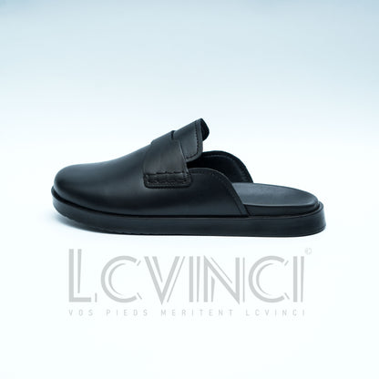 Sabot en Cuir Noir – Esprit Hermès (LC2)