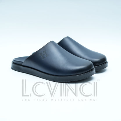 Sabot en Cuir Noir – Esprit Hermès (LC3)