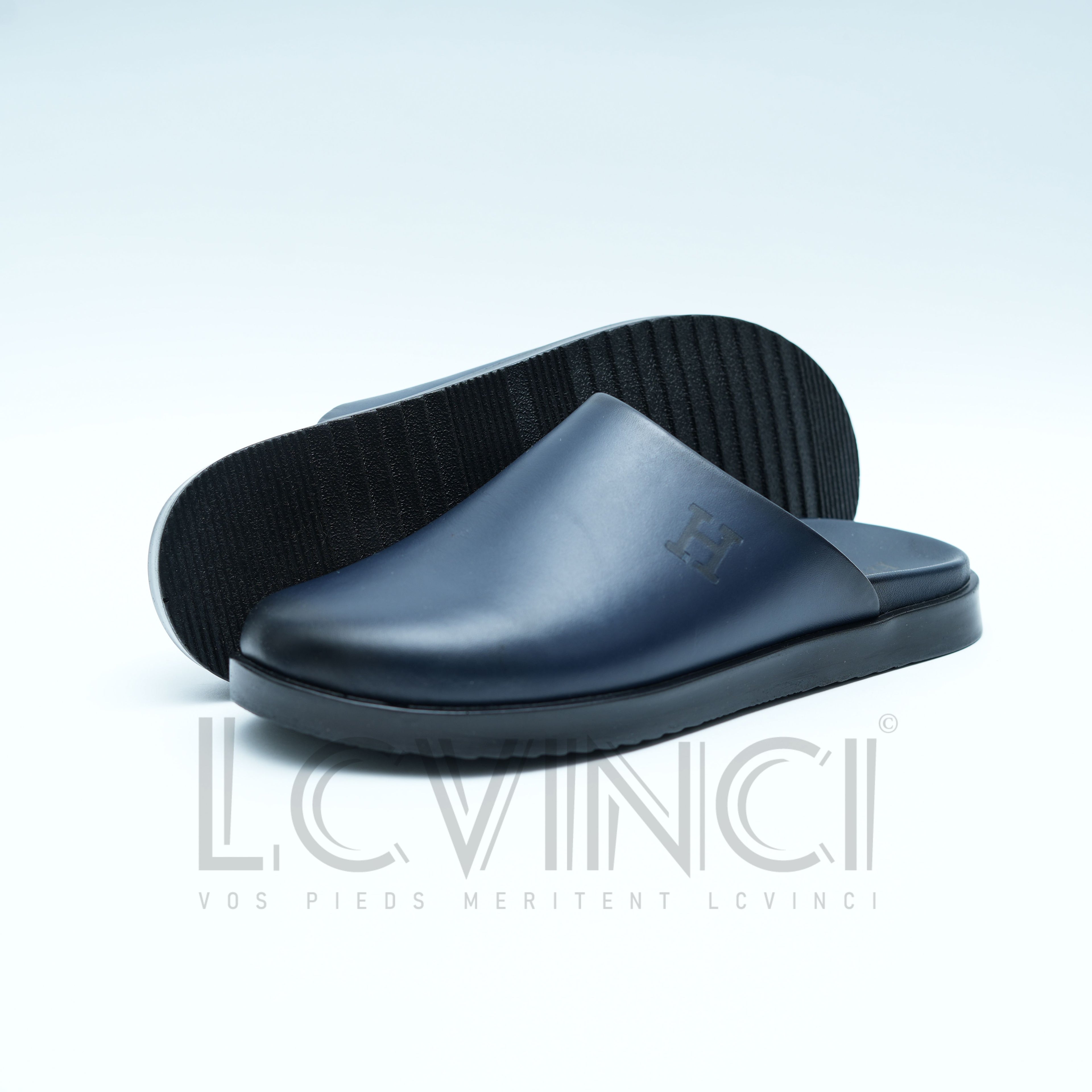 Sabot en Cuir Noir – Esprit Hermès (LC3)