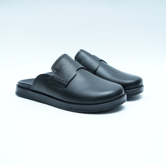 Sabot en Cuir Noir – Esprit Hermès (LC2)
